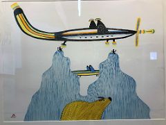 05B Airplanes Over Ice-Cap by Pudlo Pudlat 1980 Inuit Painting At Iqaluit Airport Baffin Island Nunavut Canada